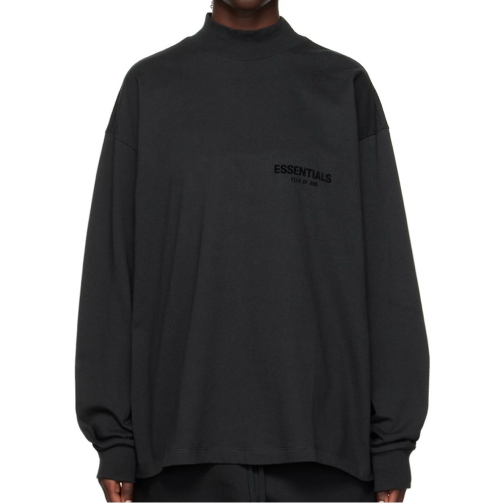 Fear of God Essentials Black Long Sleeve Mock Neck Tee